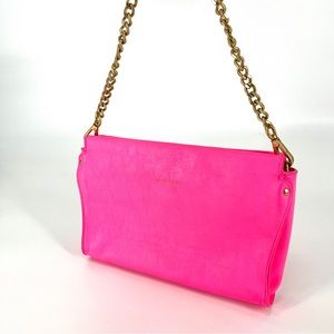 Nanette Lepore Barbie Pink Shoulder Bag Chunky Gold Chain Leather